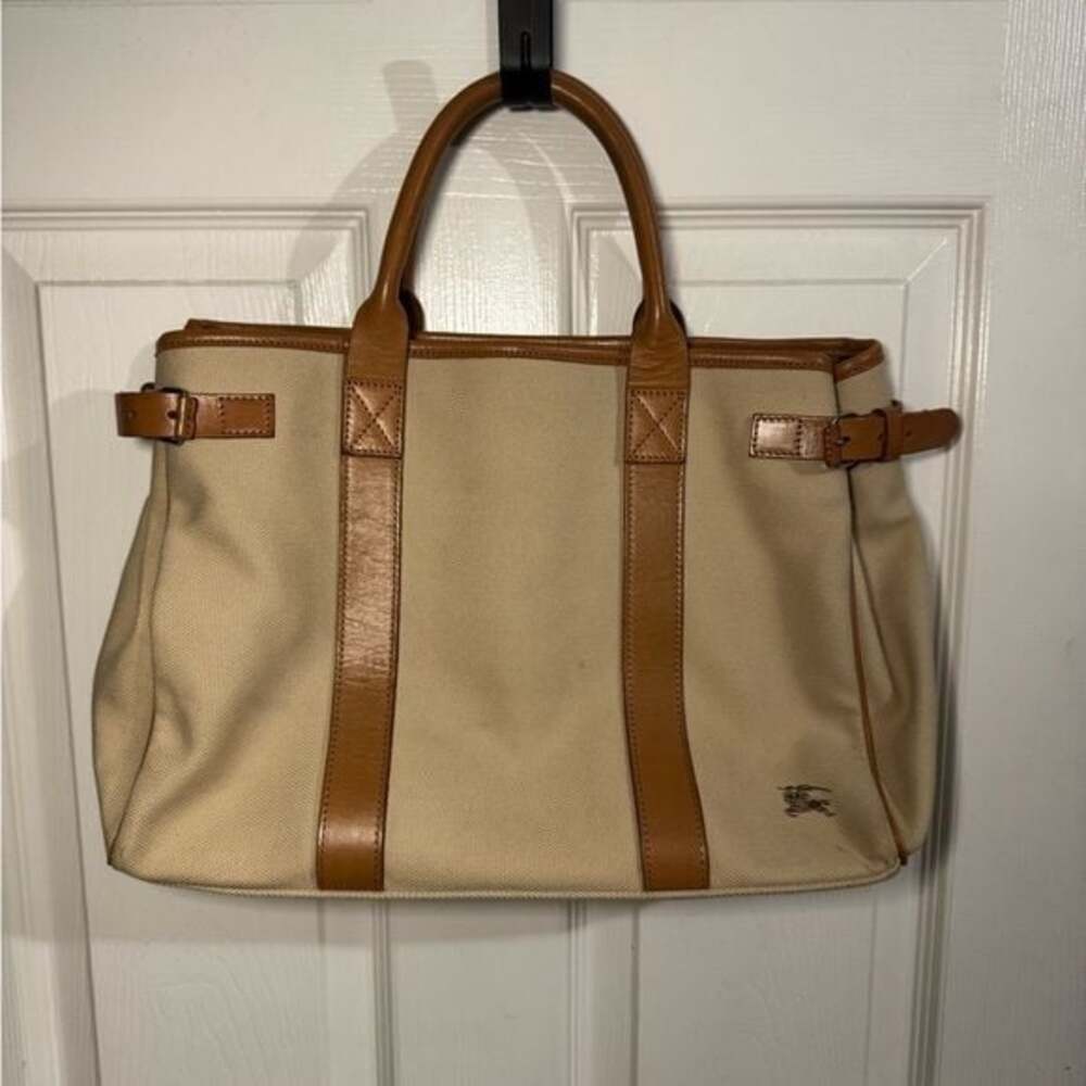 Burberry Authenticated Blue Label Canvas Tote Bag